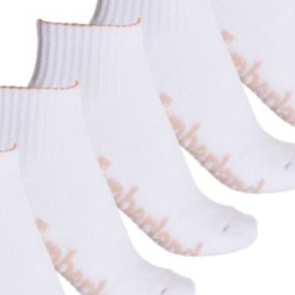 Timberland White Ivory Logo Aerated Half Cushioned Cotton Blend Socks 5 pack - Picture 3 of 8
